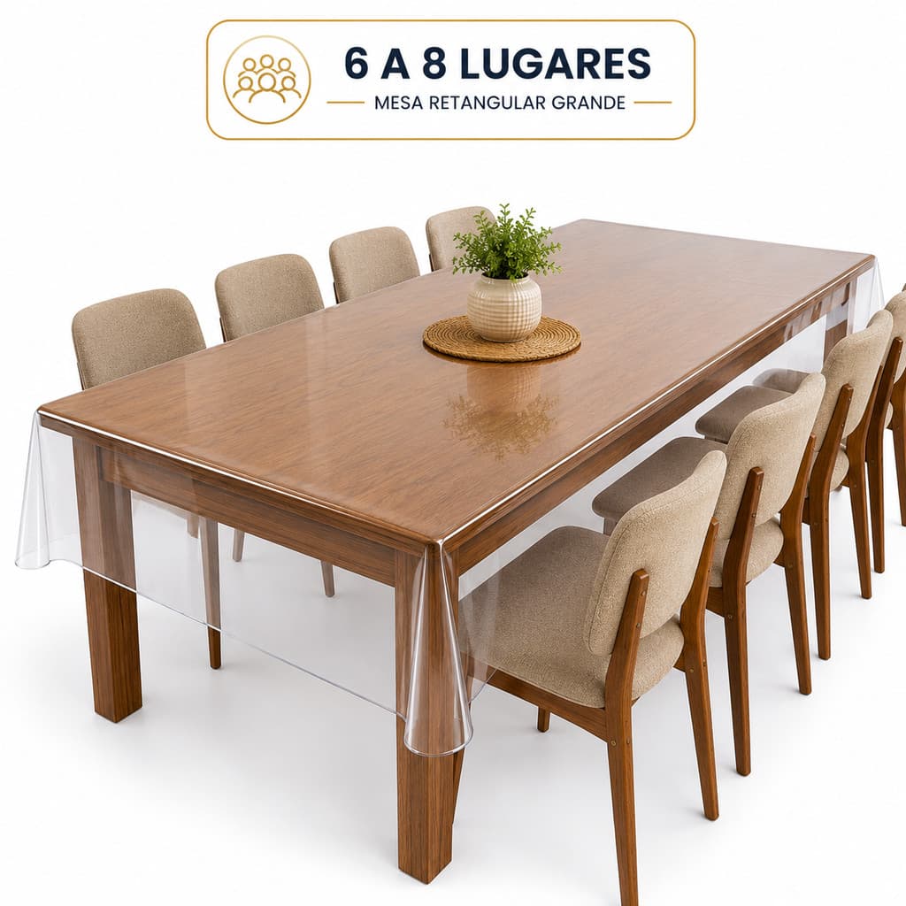 Toalha de Mesa de Plástico Térmica 4 6 8 e 10 Lugares Impermeável Quadrada Retangular