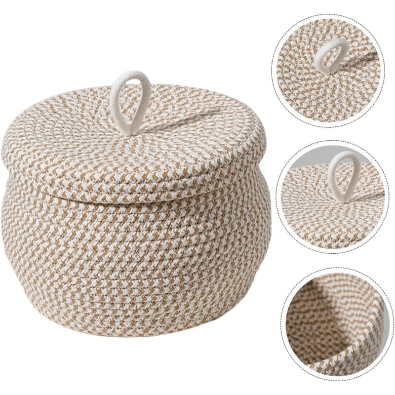 Cesto de Armazenamento Grande e Reforçado, Cesto de Armazenamento Tecido à Mão, Cesto de Armazenamento para Mesa, Cesto