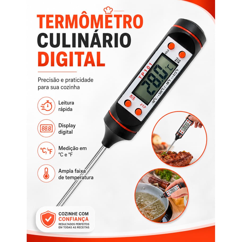 Termômetro Culinário Tipo Espeto Digital De Cozinha