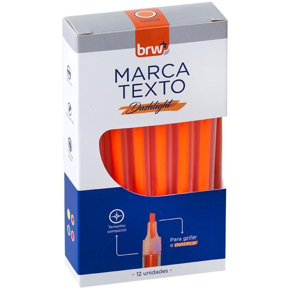 Caneta Marca Texto Dashligth Laranja Fluorescente CX.C/12