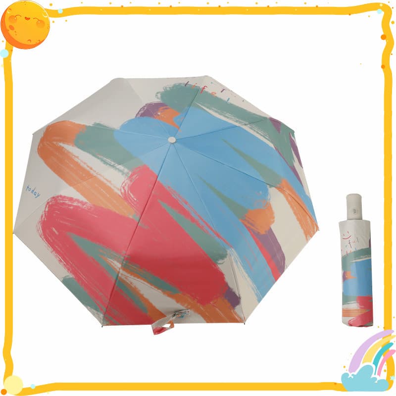 Mini guarda-chuva automático, guarda-sol feminino, guarda-chuva dobrável portátil de dupla função para dias ensolarados