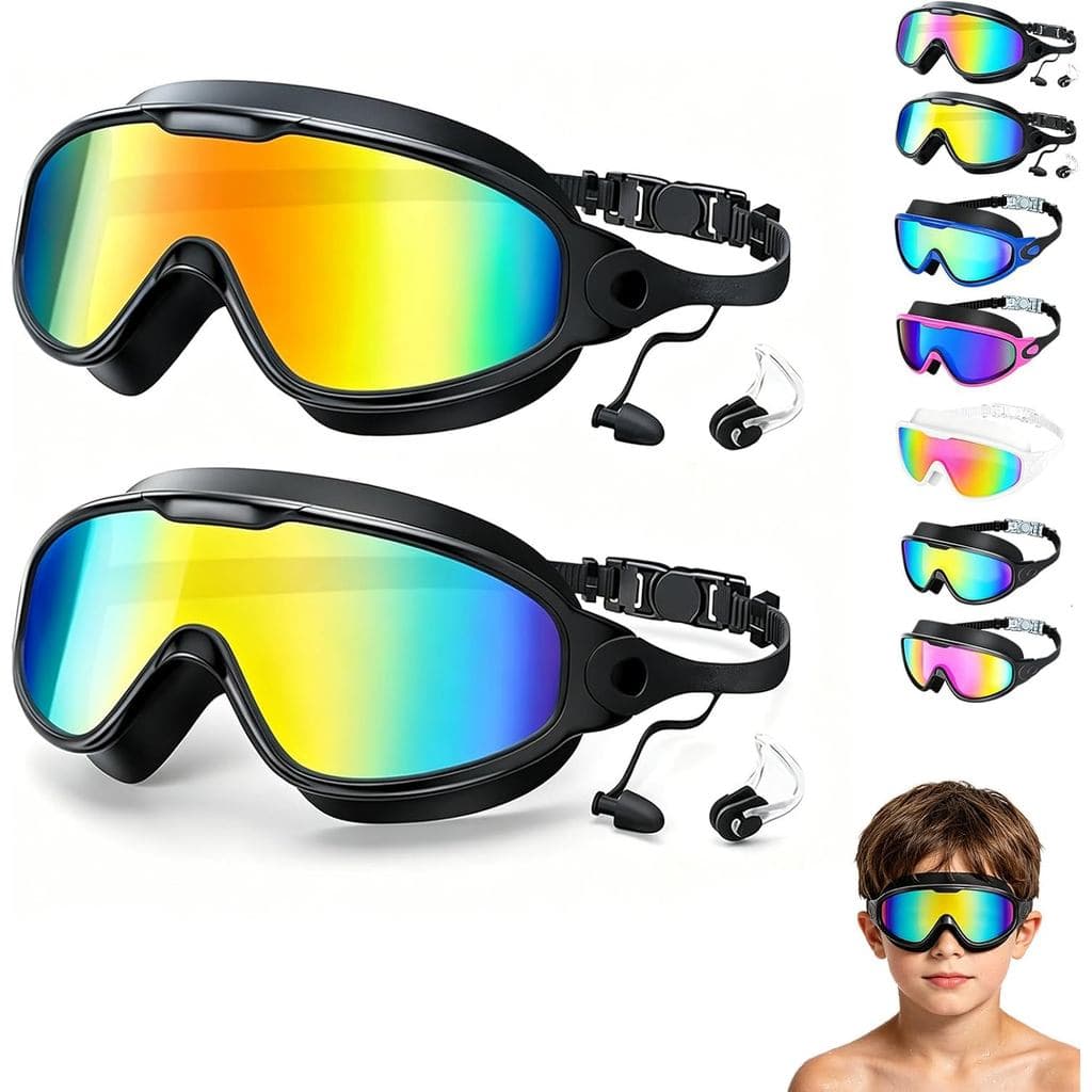 MyoolSummerGoggles,180 ° Óculos de Natação de Visão Ampla, Óculos de Natação Confortáveis e Ajustáveis para Homens, Mulh