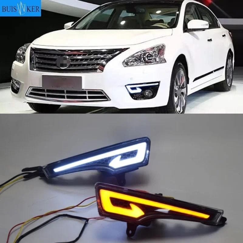 1 Par Carro LED DRL Luzes Diurnas Para Nissan Altima Teana 2013 2014 2015 Lâmpada Pára-Choques Luz De Nevoeiro Capa Da E