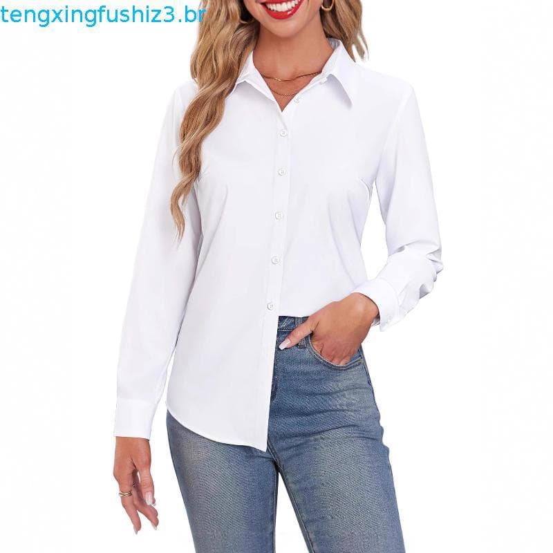 Kit 4 Csete Social Feminina Manga Longa Com Elastano Blusa Social Feminina Premium