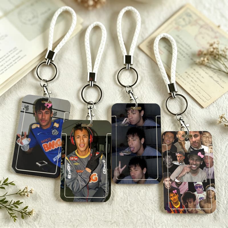 Porta-Crachá Personalizado para Foto Ídolo Kpop Futebol Card Holder Estudante Trabalho Cartão com Cordão Chaveiro Único.