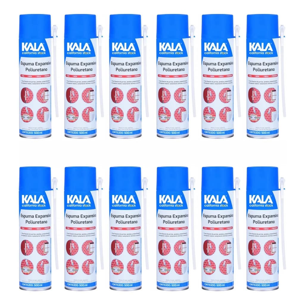 Kit 12 Espuma Expansiv Selante Fixa Tudo 500ml Porta Janela