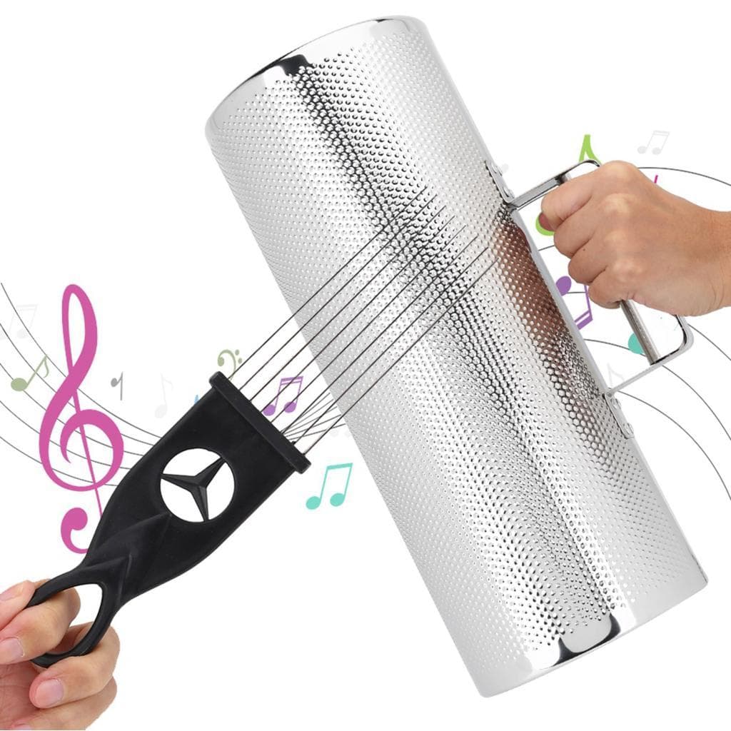 Instrumento de percussão profissional Irfora Guiro de aço inoxidável com raspador para músicos 12.8 prata