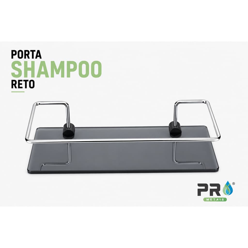 Porta Shampoo Para Banheiro Suporte De Vidro 6mm Fumê Reto Mesclado Anti Ferrugem
