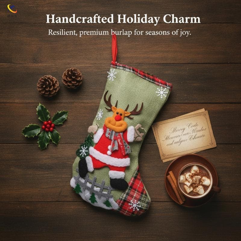 [Hdr] Estacas De Natal De Linho Fofas 3D Bear Santa Patterns Reutilizáveis Laváveis Xmas Sos Para Festa De Fim De Ano De