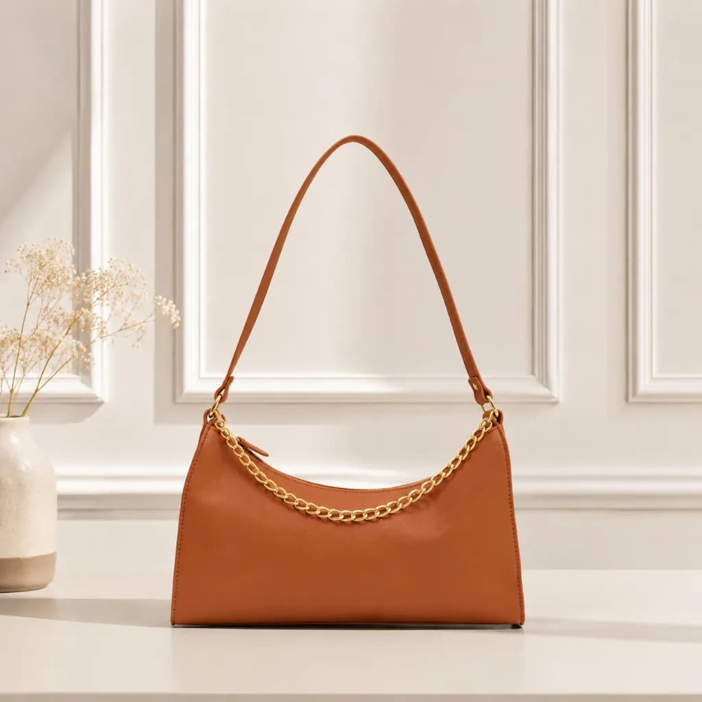 Bolsa Baguete Feminina De Ombro Pequena Estilosa Corrente