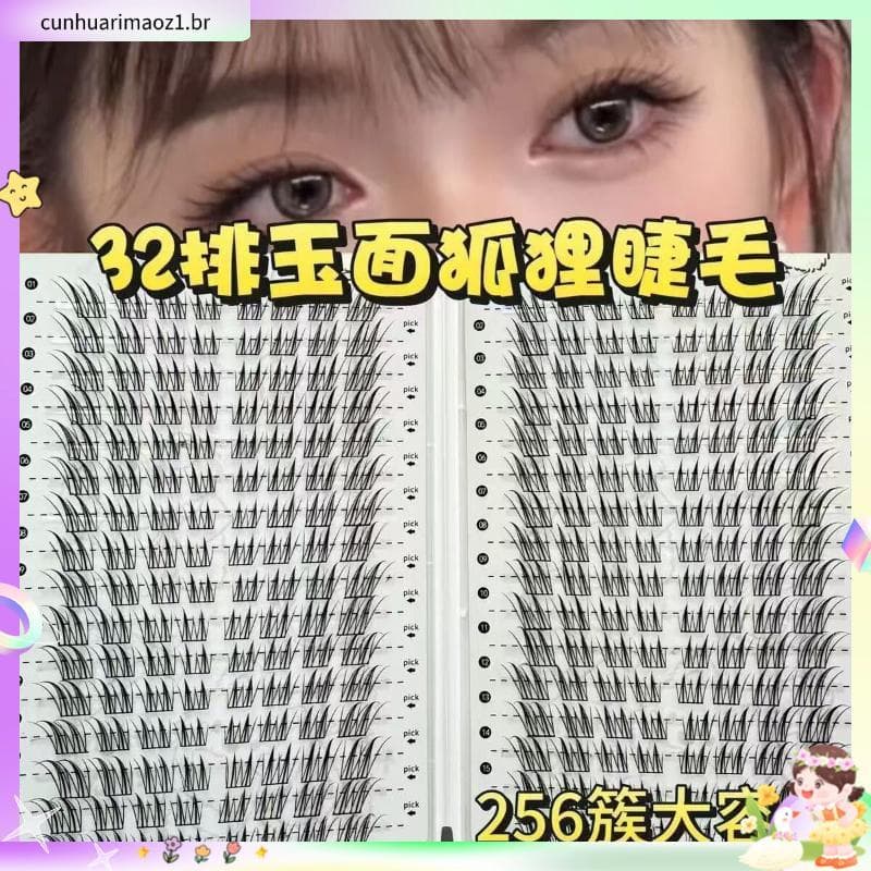 2918 Coleção de pessoas Jade Face Makeup Artist Fox Mesmo estilo Clear Fox Feeling Oblíquo Cílios postiços segmentados C