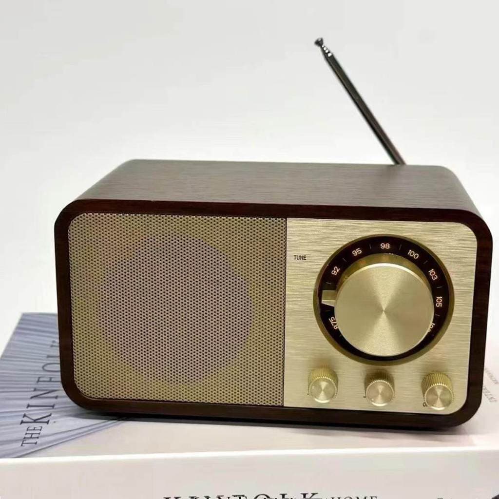 [Em Estoque] Caixa de Som Bluetooth Sem Fio Vintage de Madeira Berlin Sound com Graves Potentes, Rádio, Caixa de Som par
