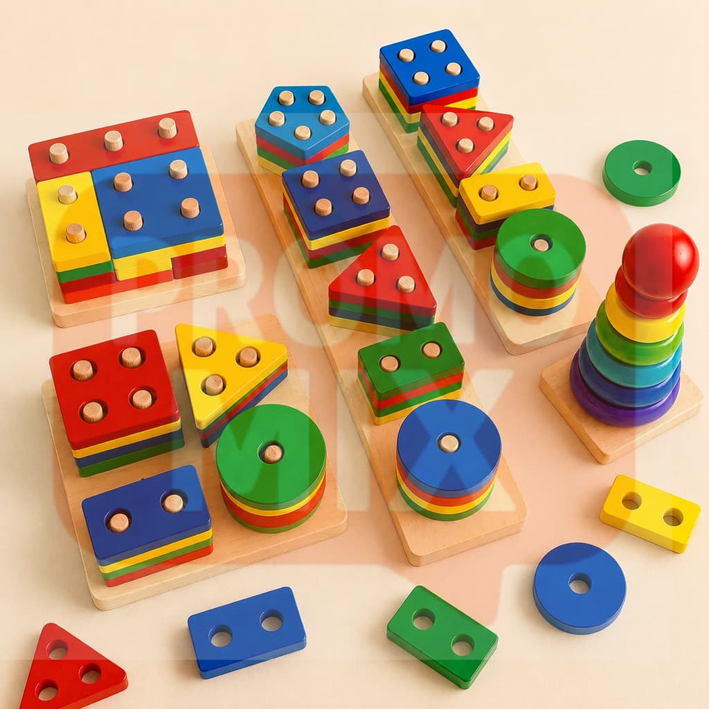 Brinquedo Pedagógico Infantil MDF Encaixe Formas Geométricas Coordenação Motora
