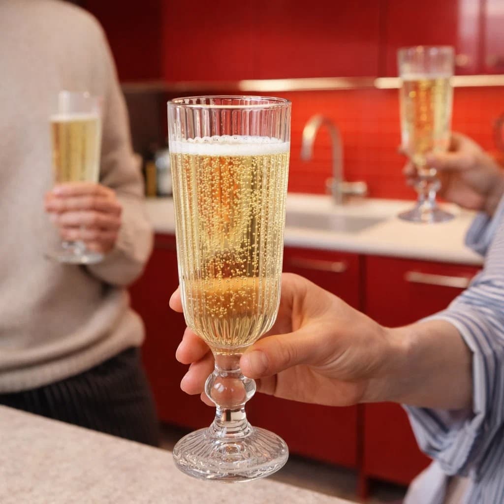 Jogo 6 Tacas Champagne 170ml Vidro Luxo Versalhes Gold Brindes Eventos Mesa Elegante Resistente