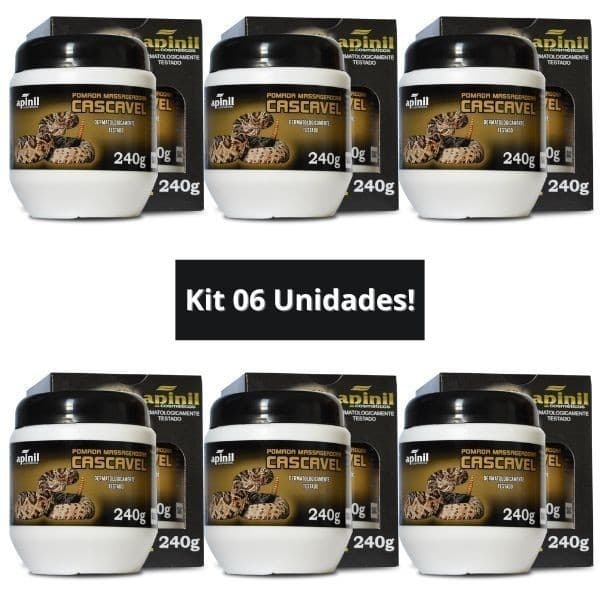 Kit 6 Unidades Pomada Massageadora CASCAVEL 240g APINIL Promoção