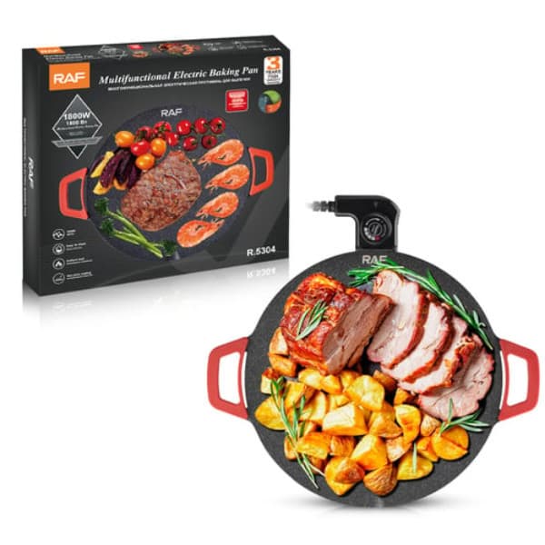 Churrasqueira Eletrica chapa  grill Raf R.5304 Grill Multifuncional / 1800W / 36CM / 220V - Preto