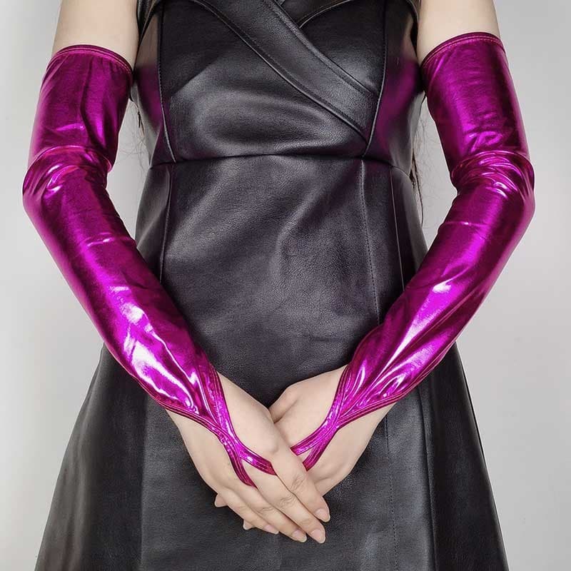 Luvas de Couro Sintético com Revestimento Brilhante para Cosplay Feminino, Sensuais para Halloween, para Apresentações d