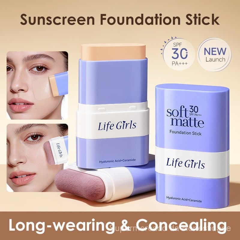 Base em bastão Softmatte Life Girls, corretivo e creme de base de dupla aplicação, maquiagem internacional.