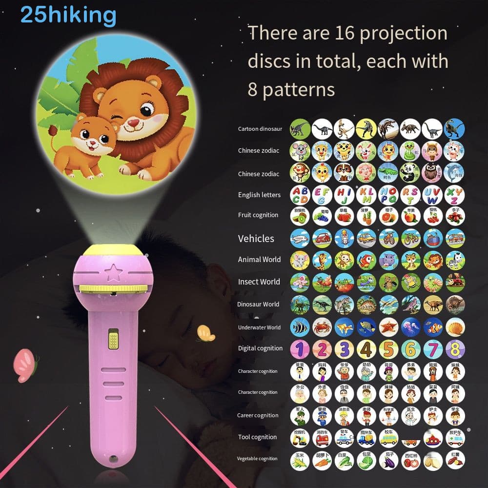Lanterna De Projetor Infantil , 128 Padrões , 16 Cartões , Brinquedo , Tocha De Bebê