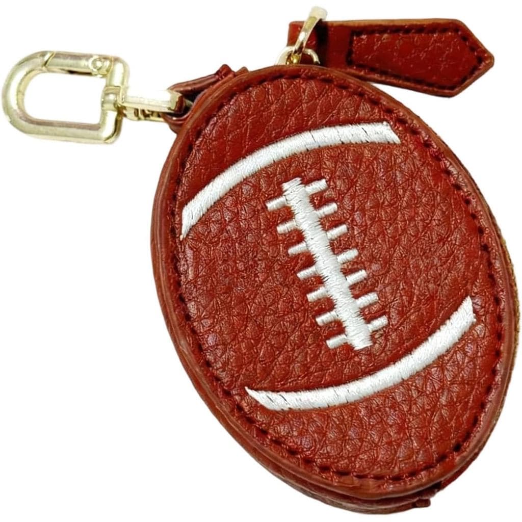 Porta-chaves de couro PU com tema esportivo, bolsa para moedas, carteira pequena para fãs de futebol e basquete, acessór