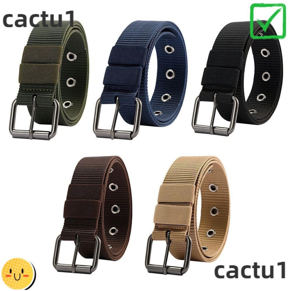 CACTU Pin Fivela Cintura Cowboy Calças Casual Vintage Weave Faixa