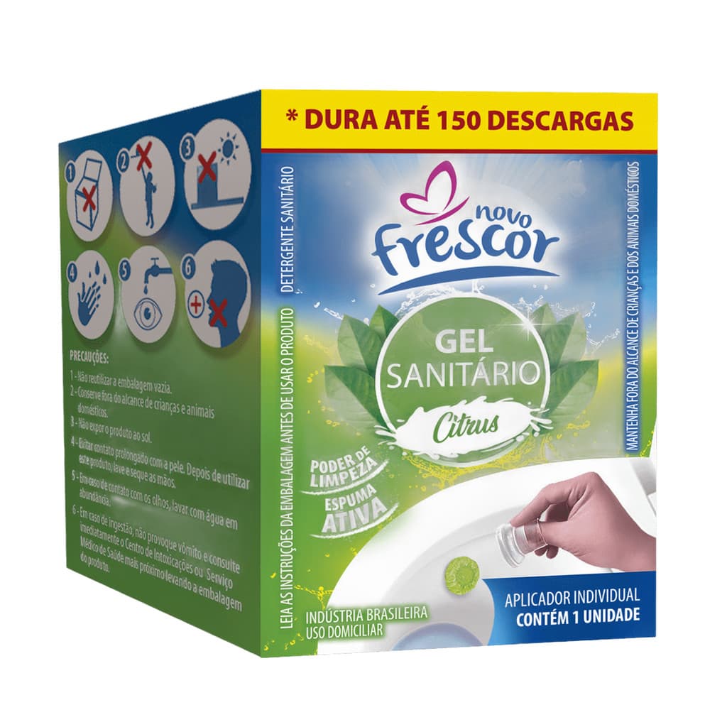 Gel Sanitário Desodorizador Adesivo Citrus 1 Aplicador Com Refil Novo Frescor 7g