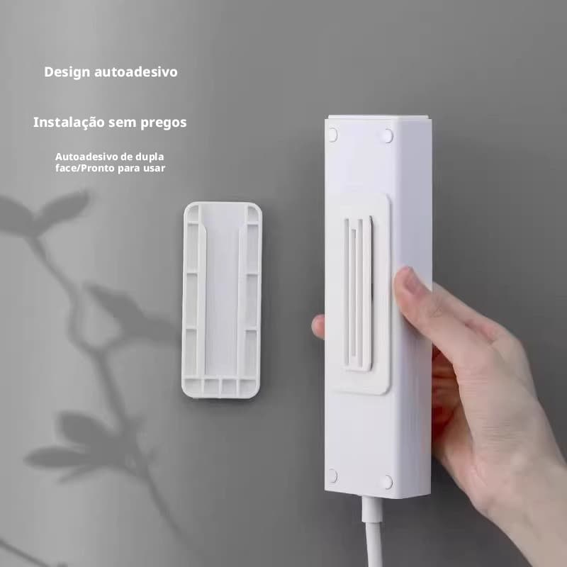Suporte para régua de tomadas, tomada de parede, organizador de régua de tomadas sem furos, organizador de cabos autoade