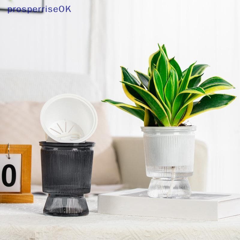 [newpros] Mini Vaso De Flores Com Rega Automática Tanque De Peixes Vasos De Plantas De Plástico Transparente Planta Para