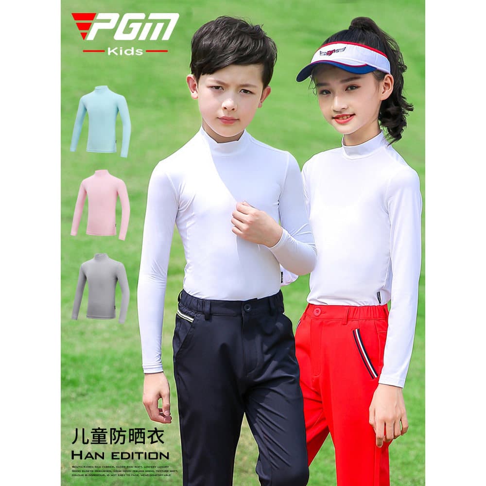 Roupas de golfe infantis PGM UPF40 + adolescentes meninos protetor solar roupas de seda gelo camisa de fundo verão menin