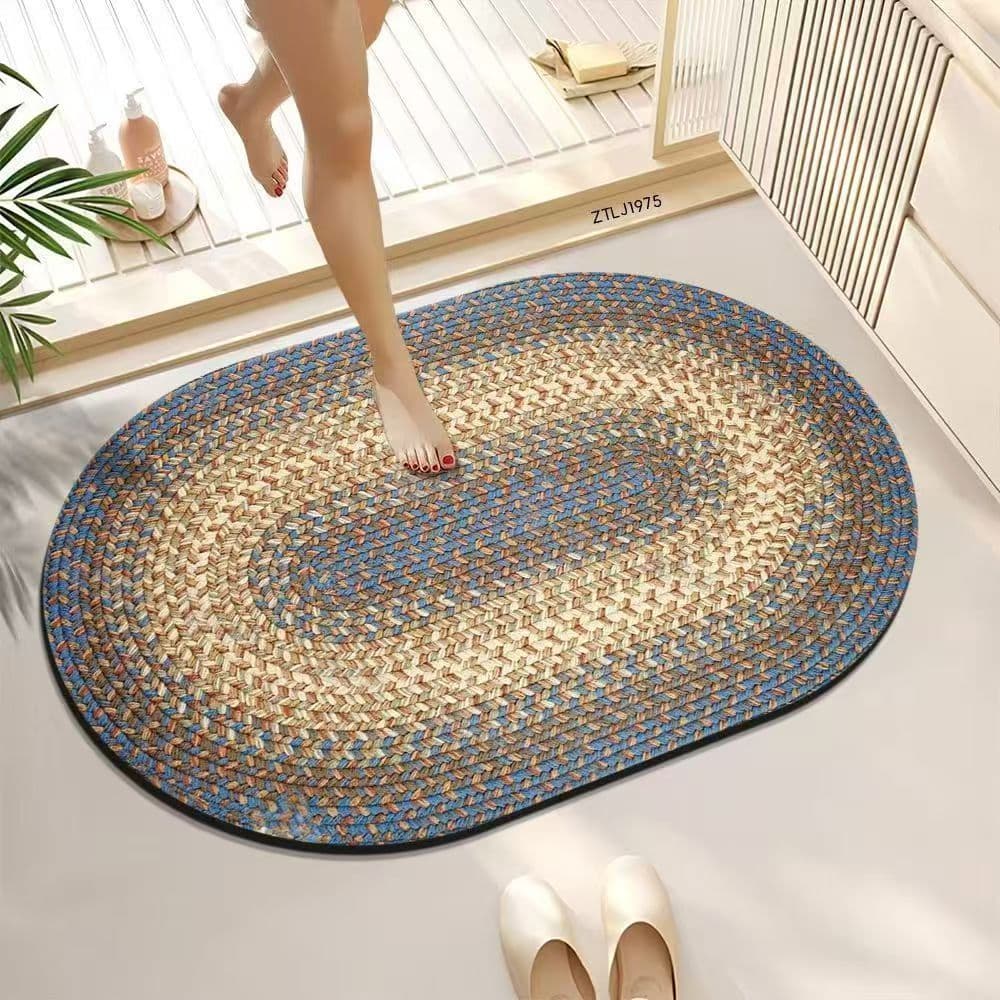 Tapete de chão de lama diatomácea tecido estilo simples absorver água fácil de cuidar tapete de banheiro porta de banhei