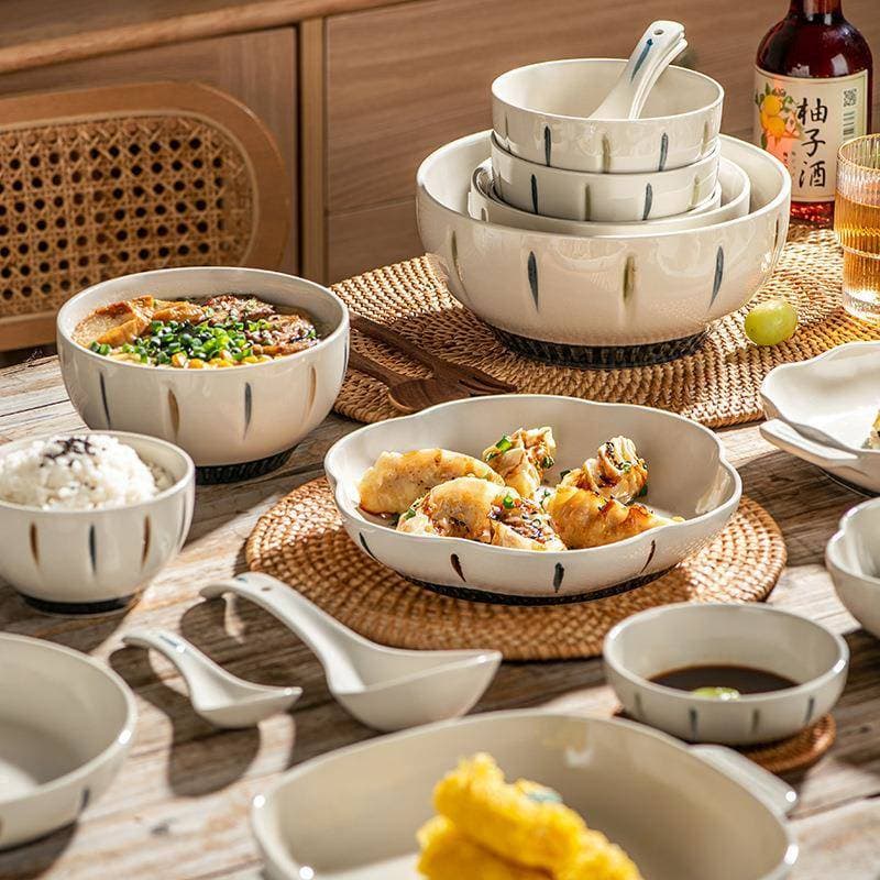 Talheres japoneses tigelas pratos luz luxo doméstico simples pratos de cerâmica pratos criativos tigelas de sopa pratos