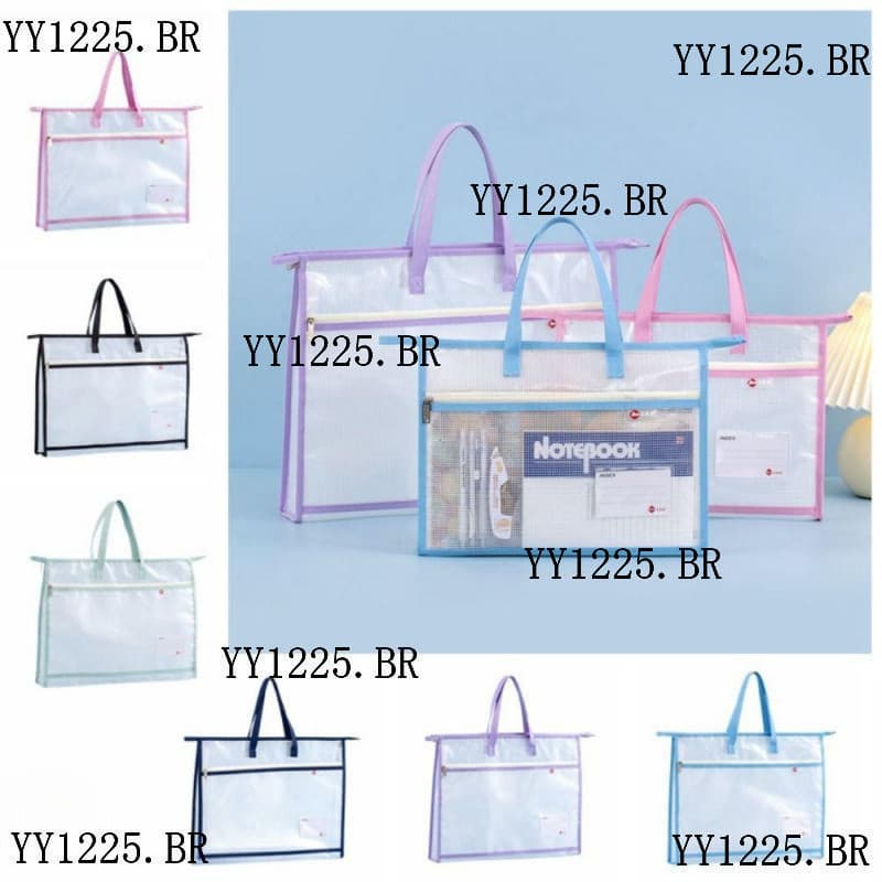 BLUEVELVET1 Bolsa De Armazenamento De Arquivo A3/A4 , Transparente Com Zíper À Prova D'água , Alça , Estojo De Portfólio