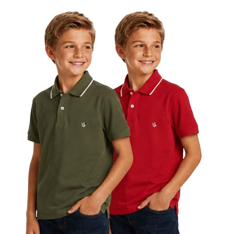 Kit 2 Camisas Gola Polo Infantil 100% Algodão 2 a 14 Anos.