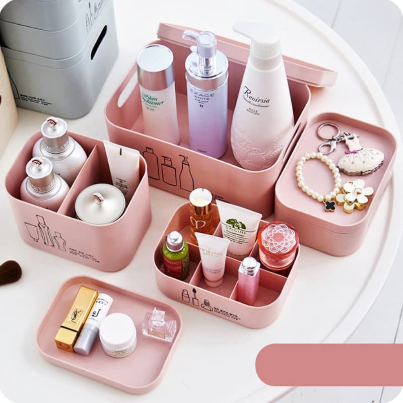 Nova caixa de armazenamento de cosméticos de mesa plástico fosco tampa branca combinação máscara batom produtos de cuida