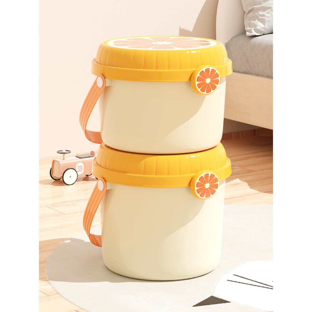 Caixa de armazenamento de brinquedos dos desenhos animados do agregado familiar bebê com tampa boneca bloco de construçã