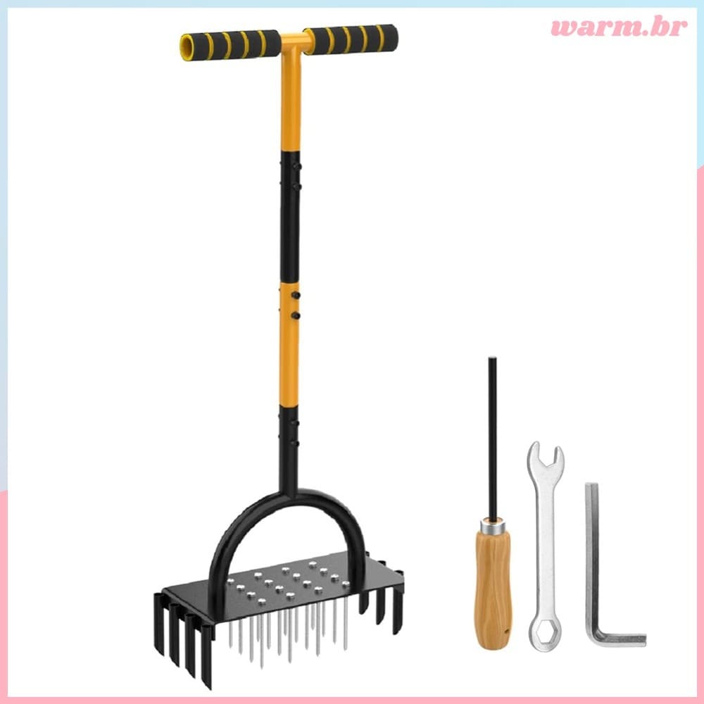 Aerador Manual De Gramado 96 Cm Com Cabo Em T 16 Pontas 8 Núcleos 2 1 Aeração De Jardim [waroom.br]