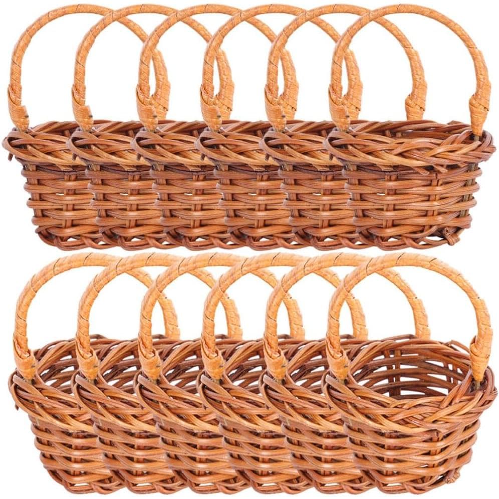 MAGICLULU 12 Peças de Mini Cestas Trançadas com Alças, Cestas em Miniatura para Casa de Bonecas, para Artesanato, Lembra
