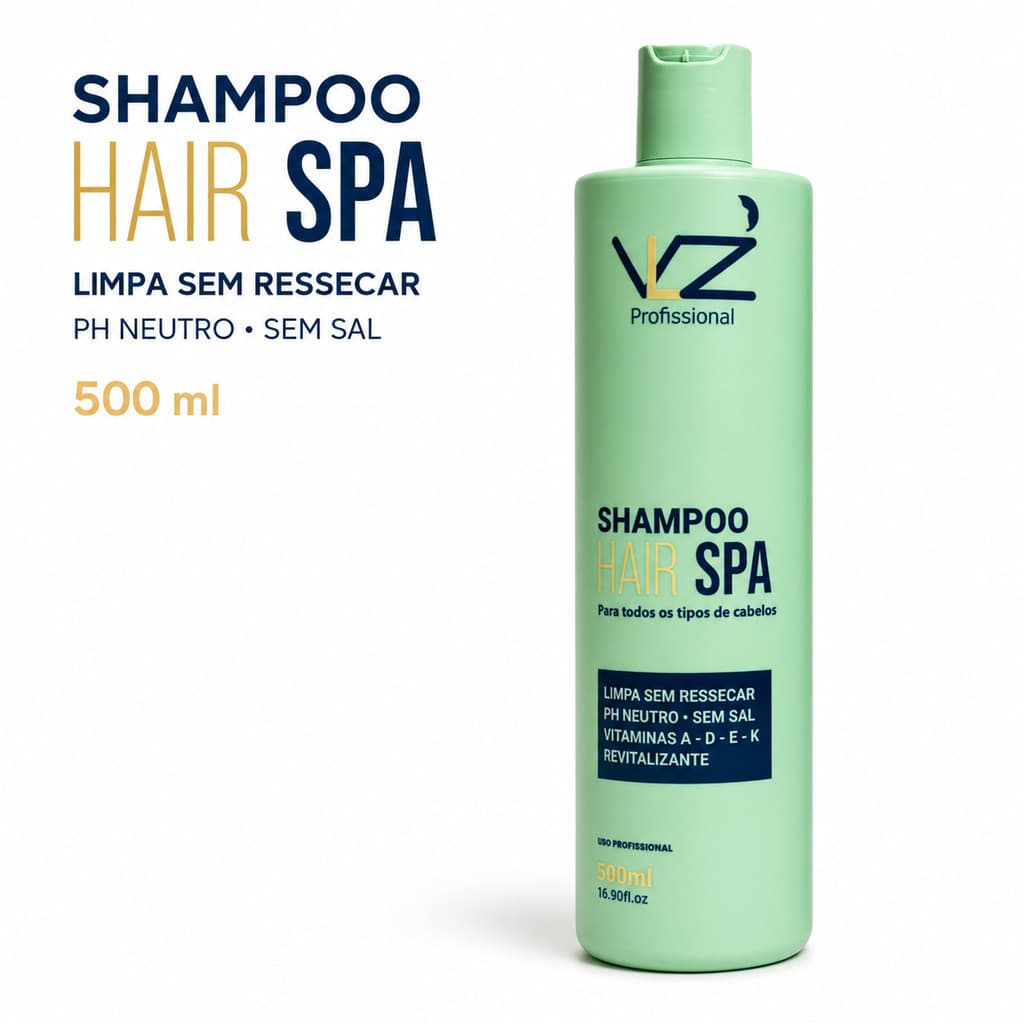 Shampoo Profissional VLZ Hair Spa 500ml Sem Sal pH Neutro Revitalizante