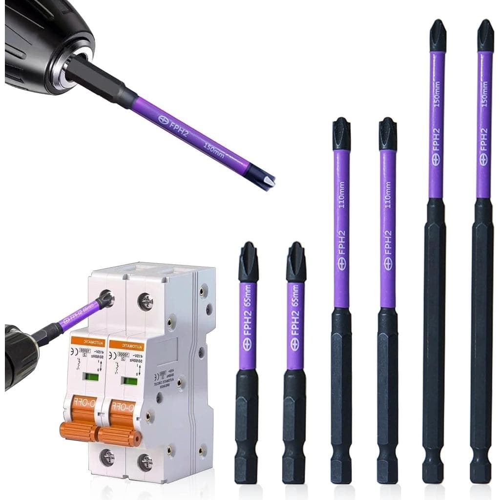 Conjunto de Pontas de Chave de Impacto para Eletricistas, Pontas de Chave Phillips FPH2 de Aço S2 com Encaixe Hexagonal