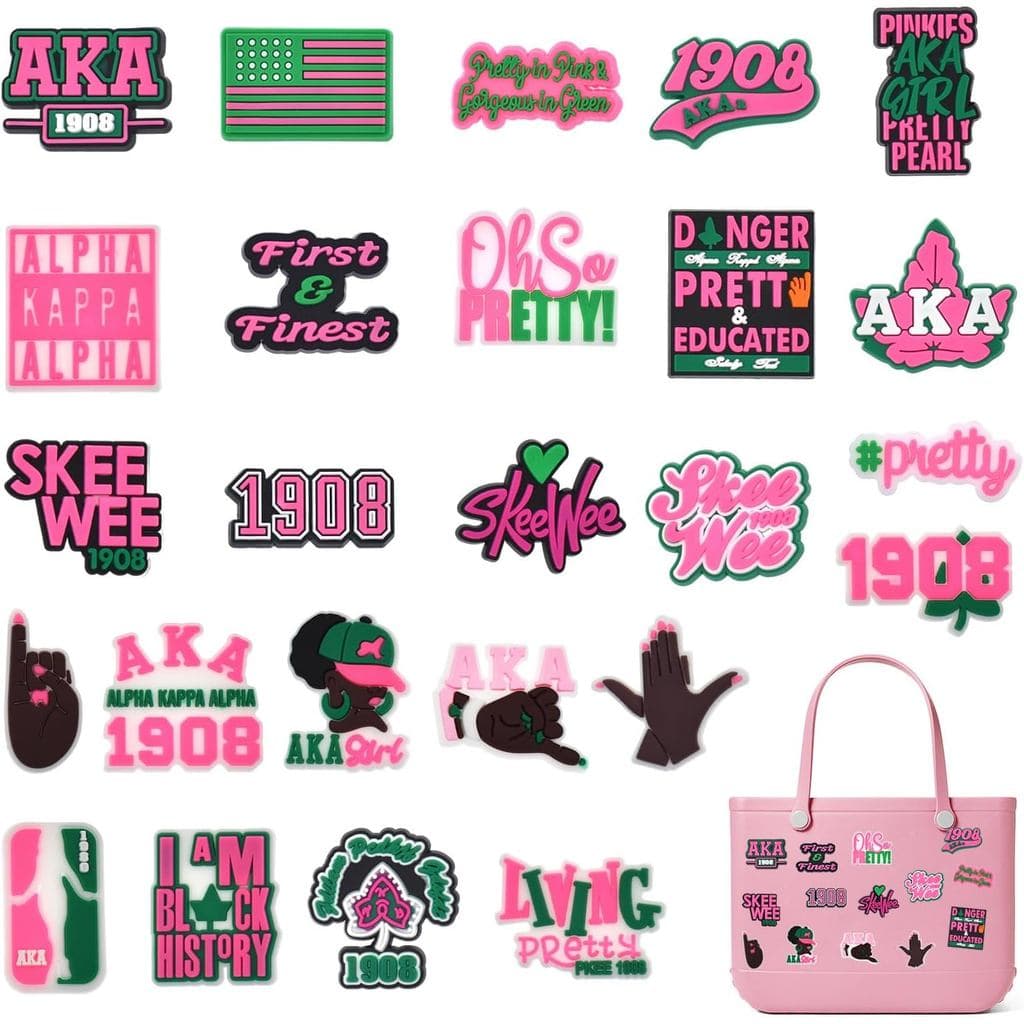 25 Peças de Charms Rosa e Verde/Preto para Meninas, Charms Decorativos de PVC para Bolsas, Acessórios Decorativos Compat