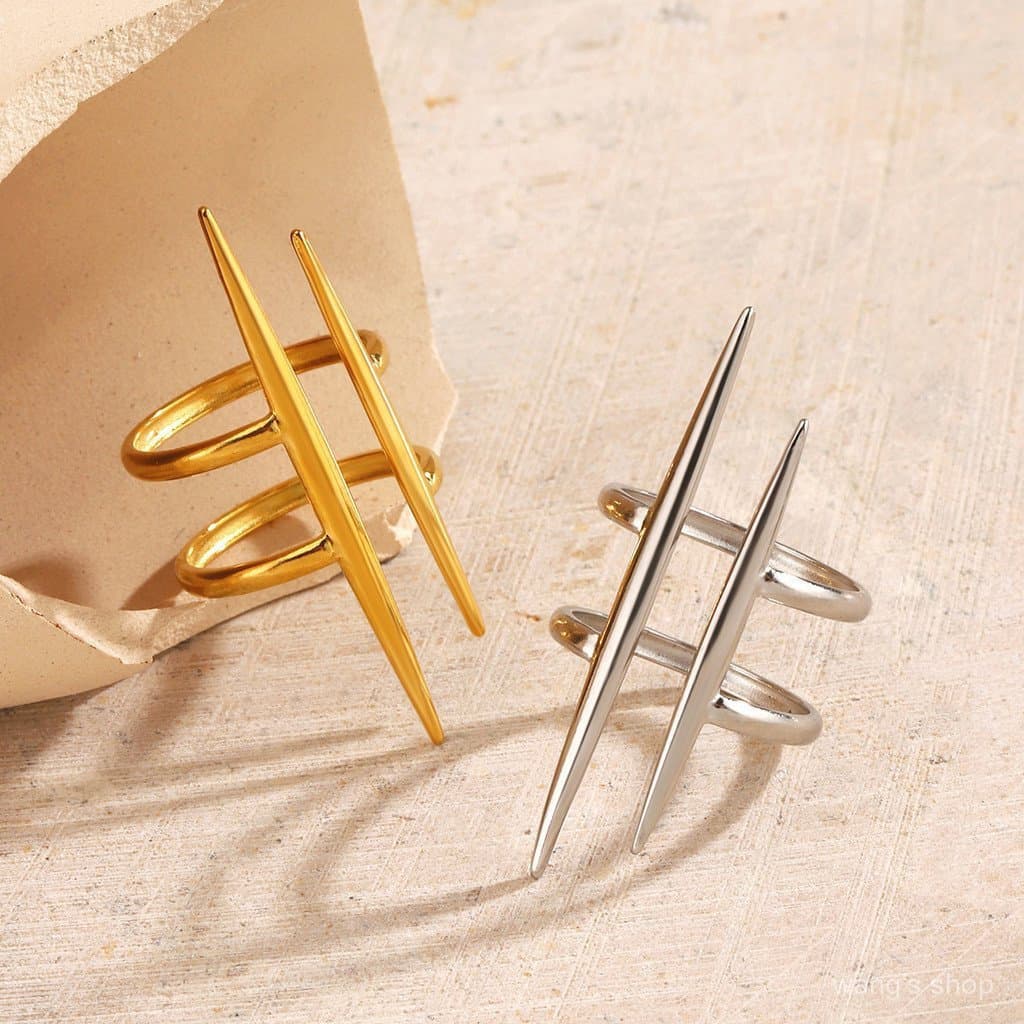 Anéis de design exclusivo e moderno em aço titânio, anéis personalizados de aço inoxidável banhados a ouro no estilo hip