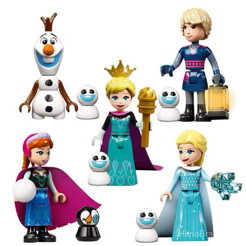 LEGO Bonecos Personagens e Castelo Frozen Lego Anna Elsa Olaf Brinquedo Infantil Menina