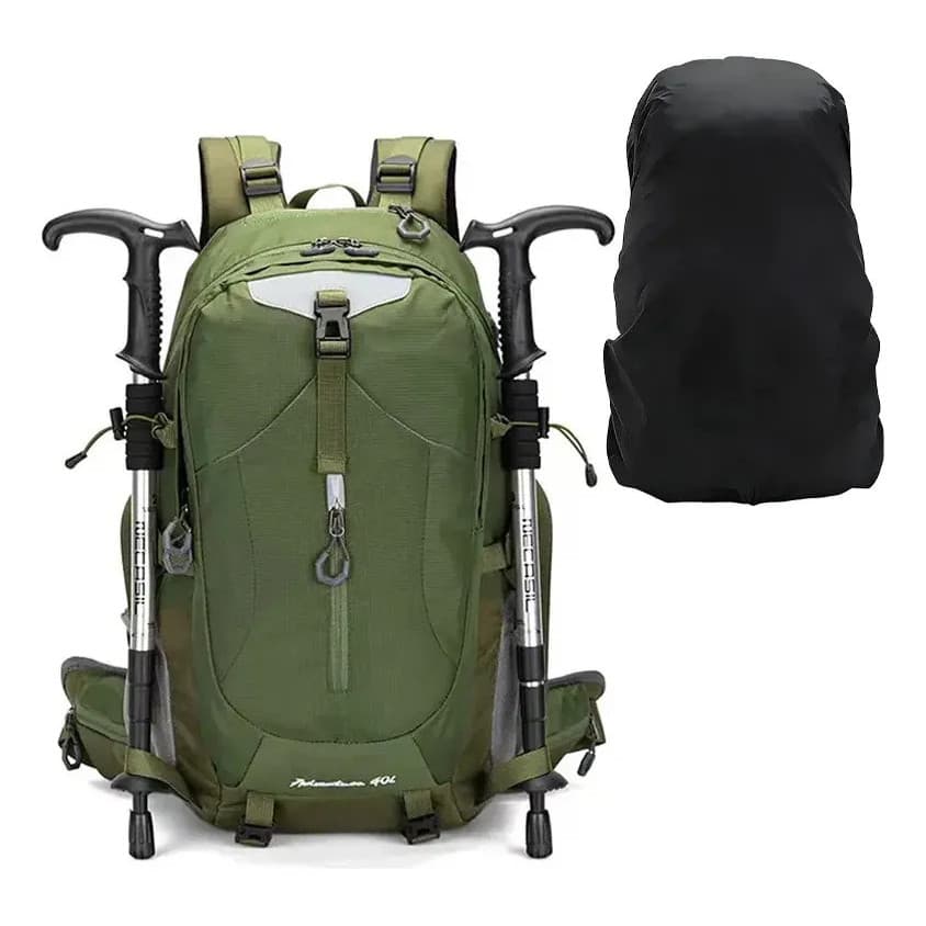 Mochila Cargueira 40l Para Trilha, Escalada E Montanhismo Verde Militar