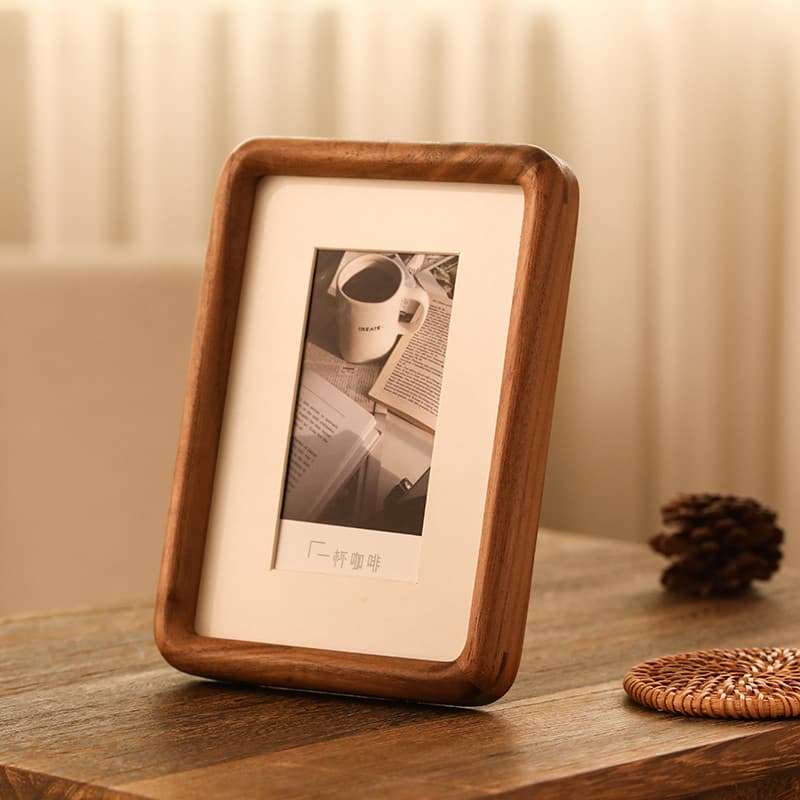 Moldura de madeira maciça Tenon mesa de balanço nogueira preta moldura 20 23 27cm vestido de casamento infantil retrato