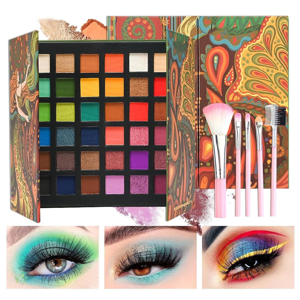 Paleta de Sombras para Olhos com 36 Cores, Paleta de Maquiagem Colorida com Sombras Matte e Brilhantes, Paleta Profissio
