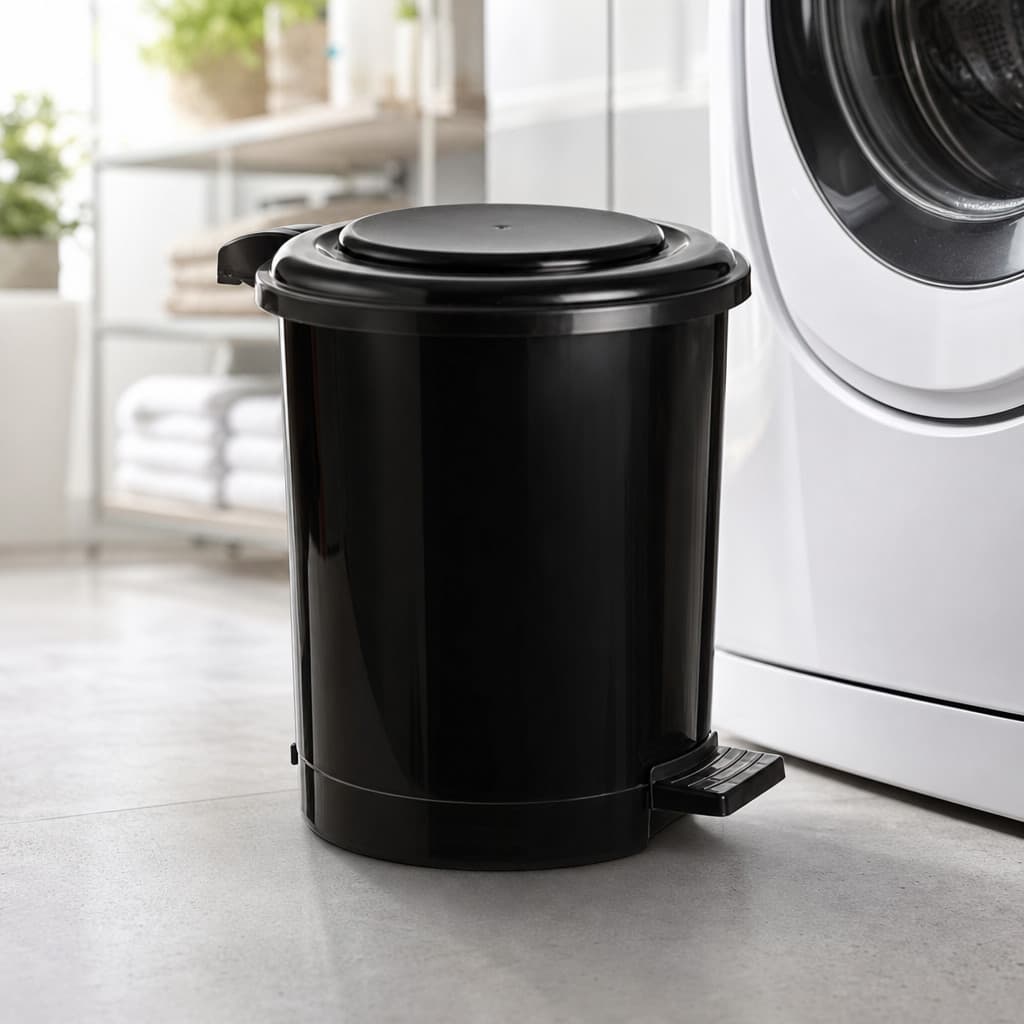 Lixeira com Pedal e Tampa 7L Preta Cozinha Banheiro Lavandeira Lixo