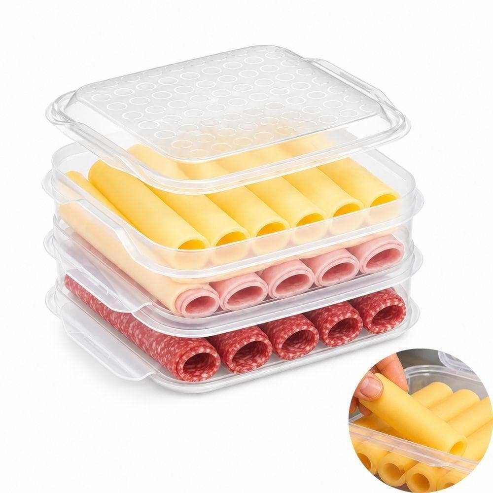 Organizador Porta Frios Triplo Hermetico Pote 3 Andares Geladeira Plastico