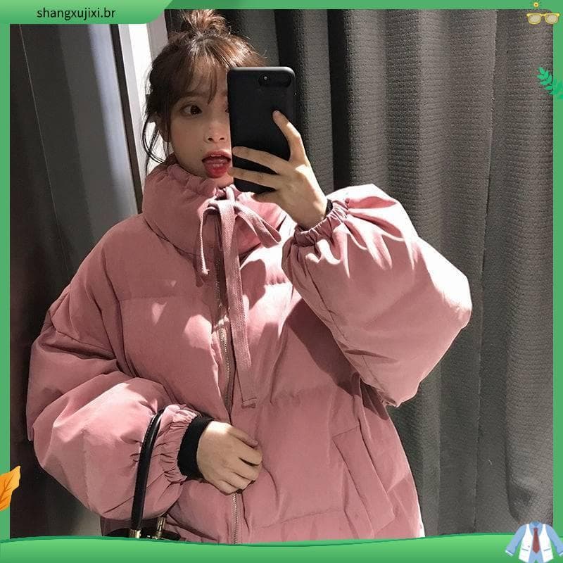 2022 inverno novo estilo engrossado feminino estudante acolchoado jaqueta solta BF versão coreana estilo Preppy pão jaqu