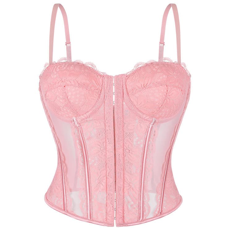 [Novo produto] Pin Hot Girl Feel Push-Up Espartilho Apertado Cílios Renda Renda Transparente Sling Espartilho [Venda Que