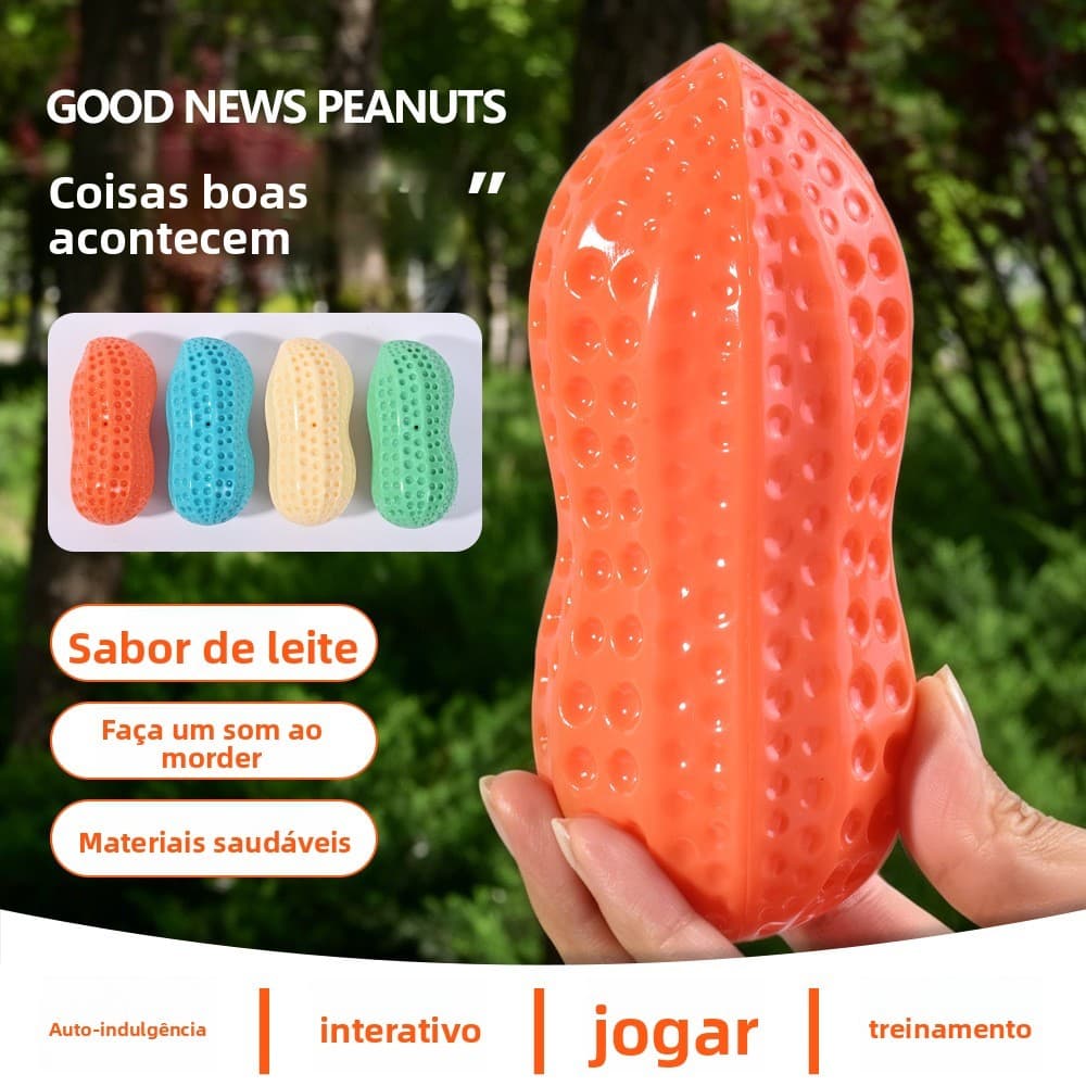 Bola de amendoim com voz para cachorro, brinquedo Molar resistente à mordida, cachorro pequeno, cachorro grande, auto-fe